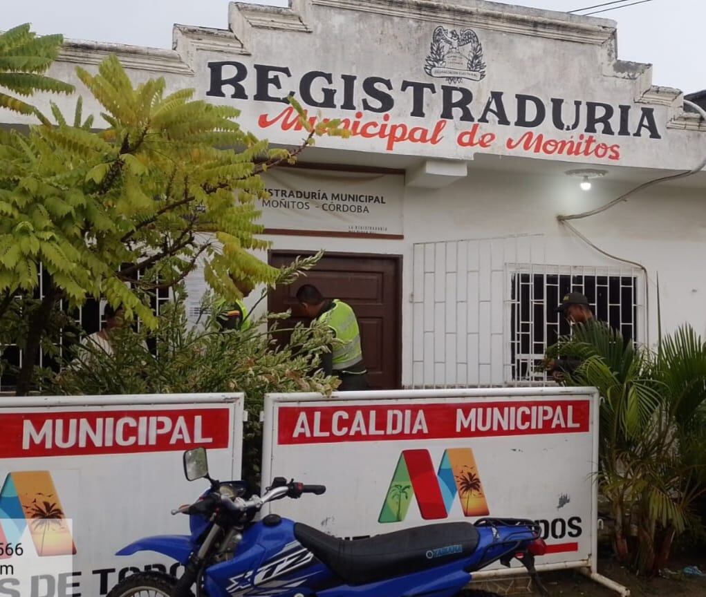 Registraduría de Moñitos, Córdoba. Foto: Policía de Córdoba.