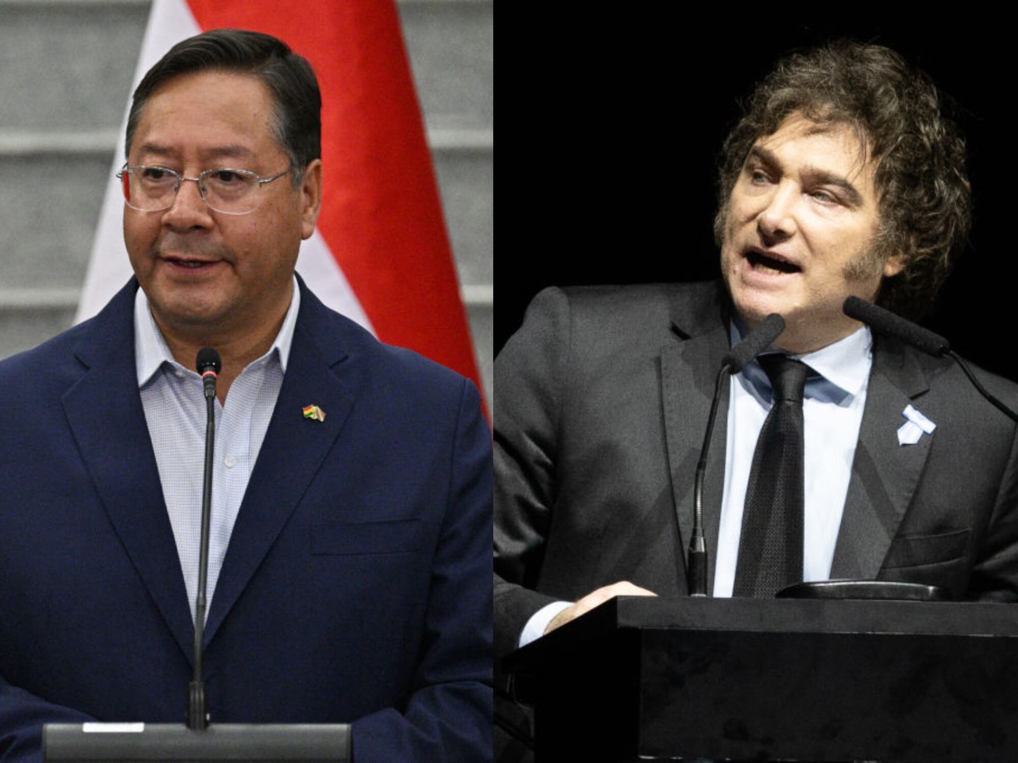 Luis Arce y Javier Milei. Fotos: Getty Images