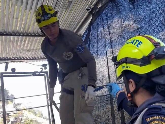 Minero resultó gravemente herido en Marmato, Caldas. Crédito: Bomberos Marmato, Caldas.
