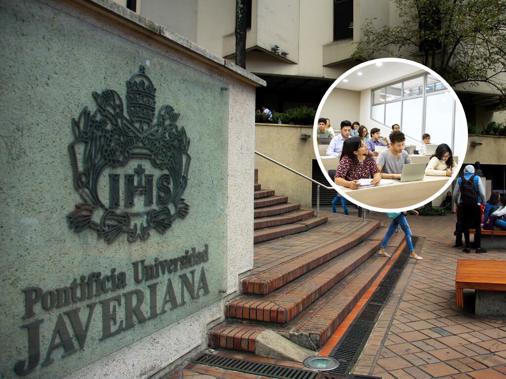 Pontificia Universidad Javeriana t de fondo un aula de clases universitaria (Fotos vía COLPRENSA y Getty Images)