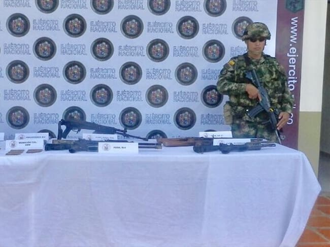 Decomisan caleta con armamento en Putumayo. Foto: Ejército Nacional