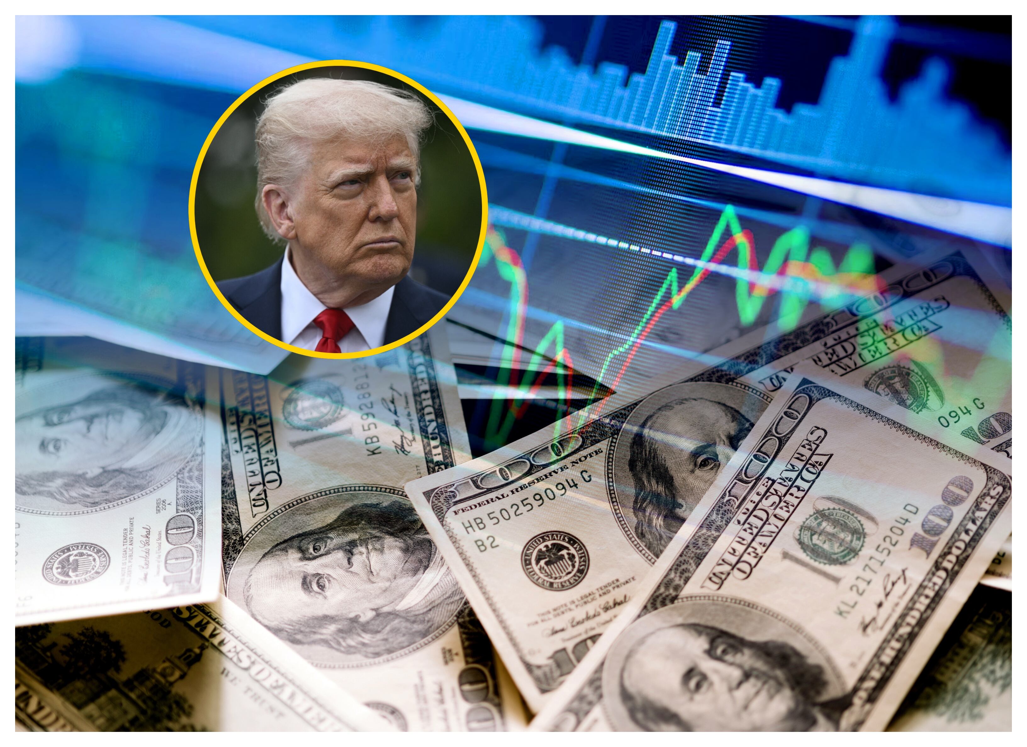 Referencia de inflación y Donald Trump. Foto: Javier Ghersi y BRENDAN SMIALOWSKI/AFP via Getty Images.