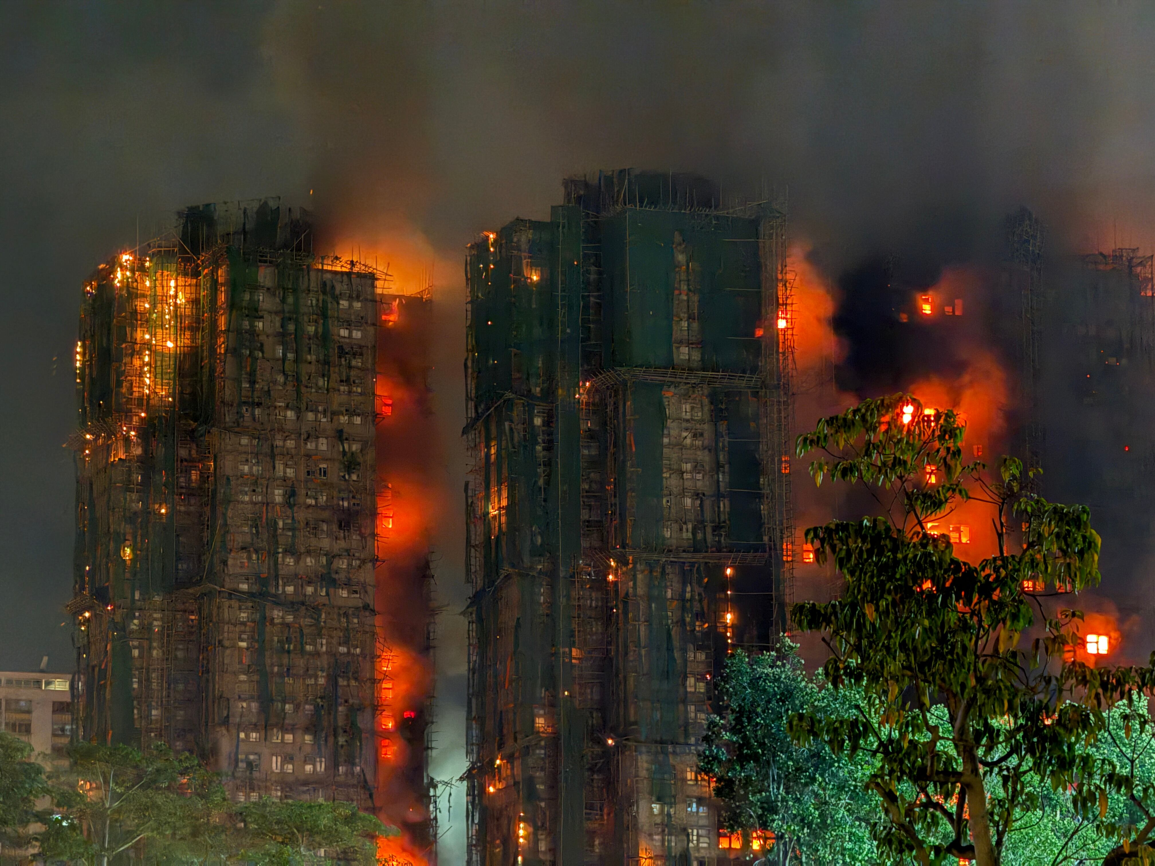 Incendio en el complejo residencial de Hong Kong. Foto: VCG/VCG via Getty Images