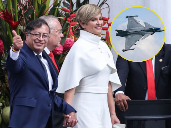 Gustavo Petro y Verónica Alcocer. Foto: Colprensa - Avión Gripen.