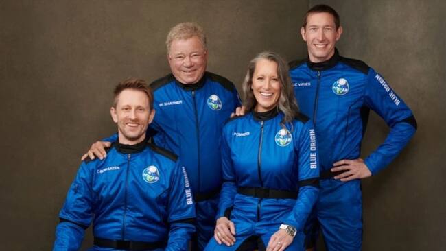 William Shatner, el capitán Kirk de Star Trek, realiza su primer viaje al espacio a los 90 años. Foto: Agencia AFP