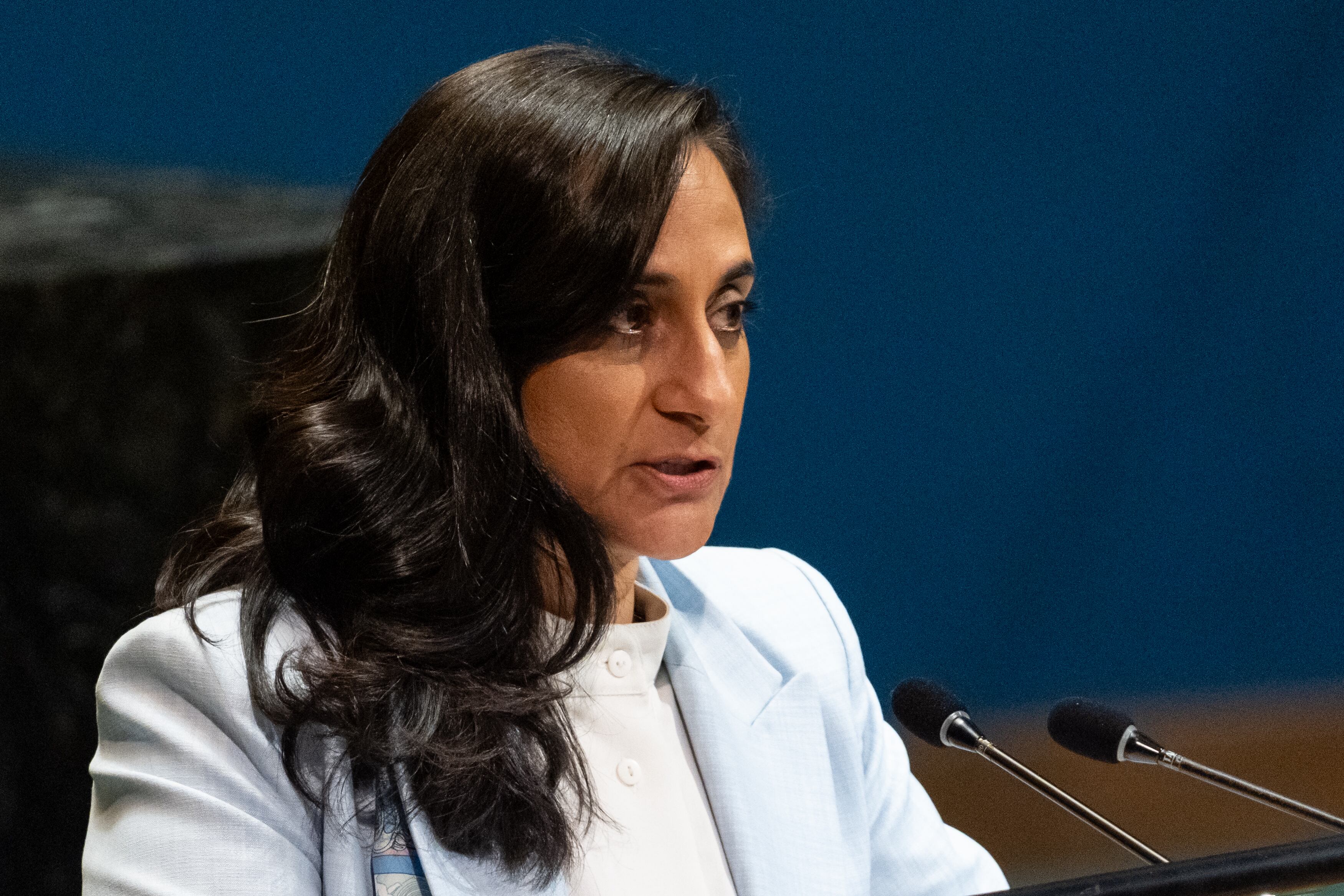 Anita Anand, Ministra de Asuntos Exteriores de Canadá en la Sede de la ONU. (Foto de Lev Radin/Pacific Press/LightRocket vía Getty Images)