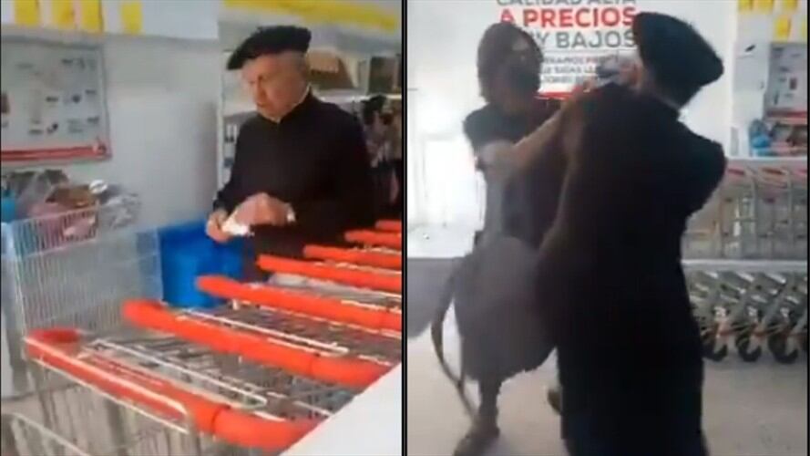 Sacerdote agredió a personas que le reclamaron por no usar tapabocas en un D1. Foto: Captura de pantalla Twitter