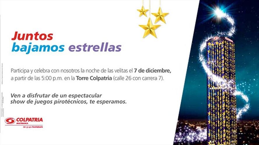 Cascada de pólvora en Noche de Velitas en la Torre Colpatria. Foto: Redacción Comercial