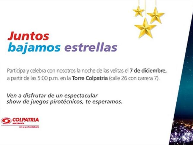 Cascada de pólvora en Noche de Velitas en la Torre Colpatria. Foto: Redacción Comercial