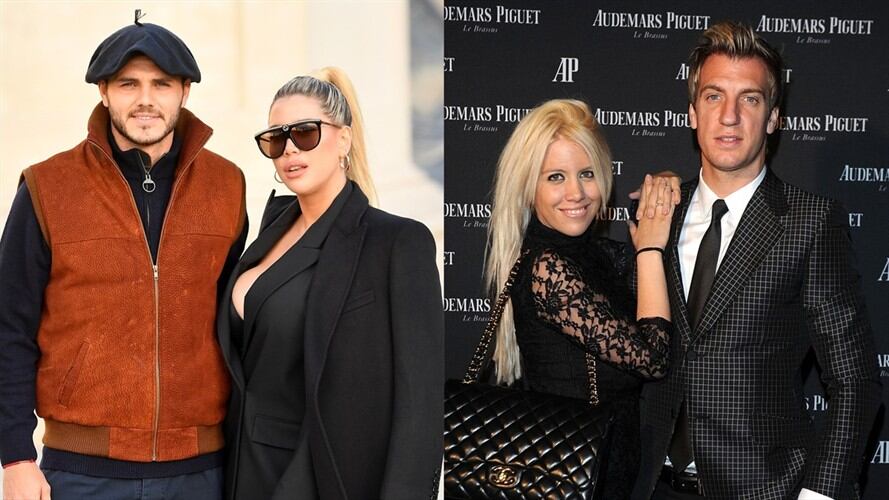 Wanda Nara con Mauro Icardi y cuando fue pareja de Maxi López. Foto: Jacopo Raule/Getty Images -  Jacopo Raule/Getty Images for Audemars Piguet