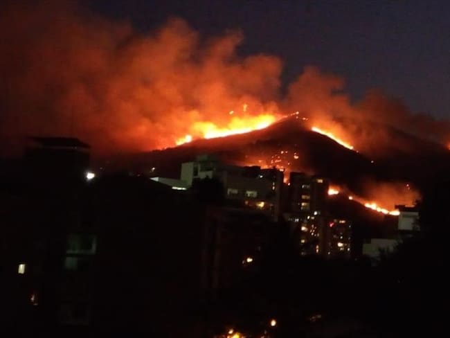 Bomberos lucharon por horas contra incendio forestal en cerro de Cristo Rey