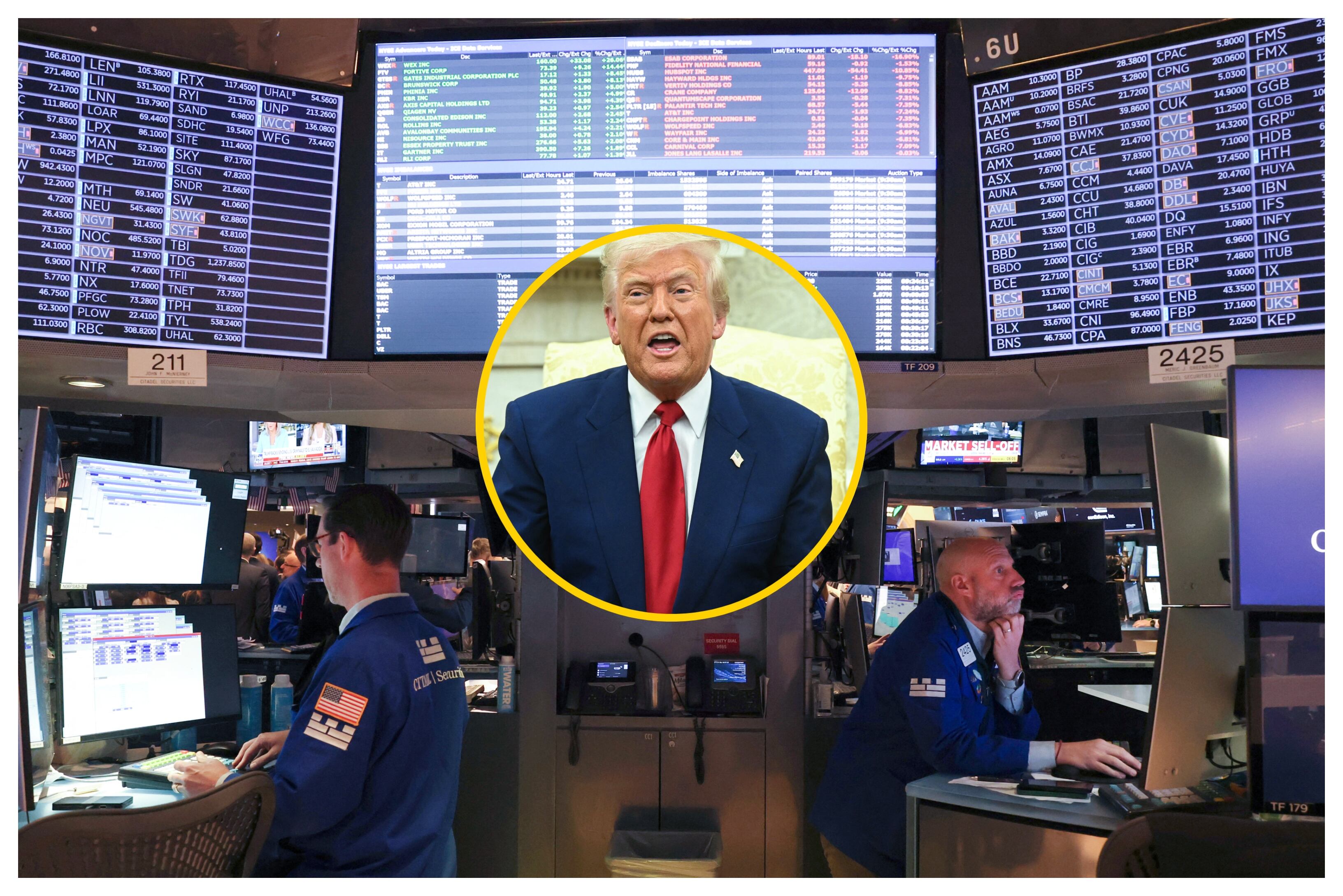 Wall Street y Donald Trump. Foto: TIMOTHY A. CLARY/AFP via Getty Images.