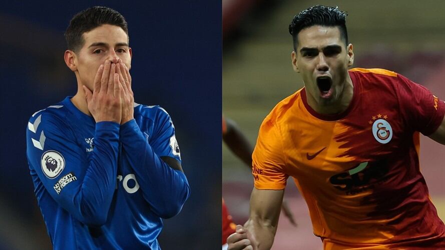 Futbolistas colombianos James Rodríguez y Radamel Falcao García. Foto: BSR Agency/Getty Images - Matthew Ashton - AMA/Getty Images