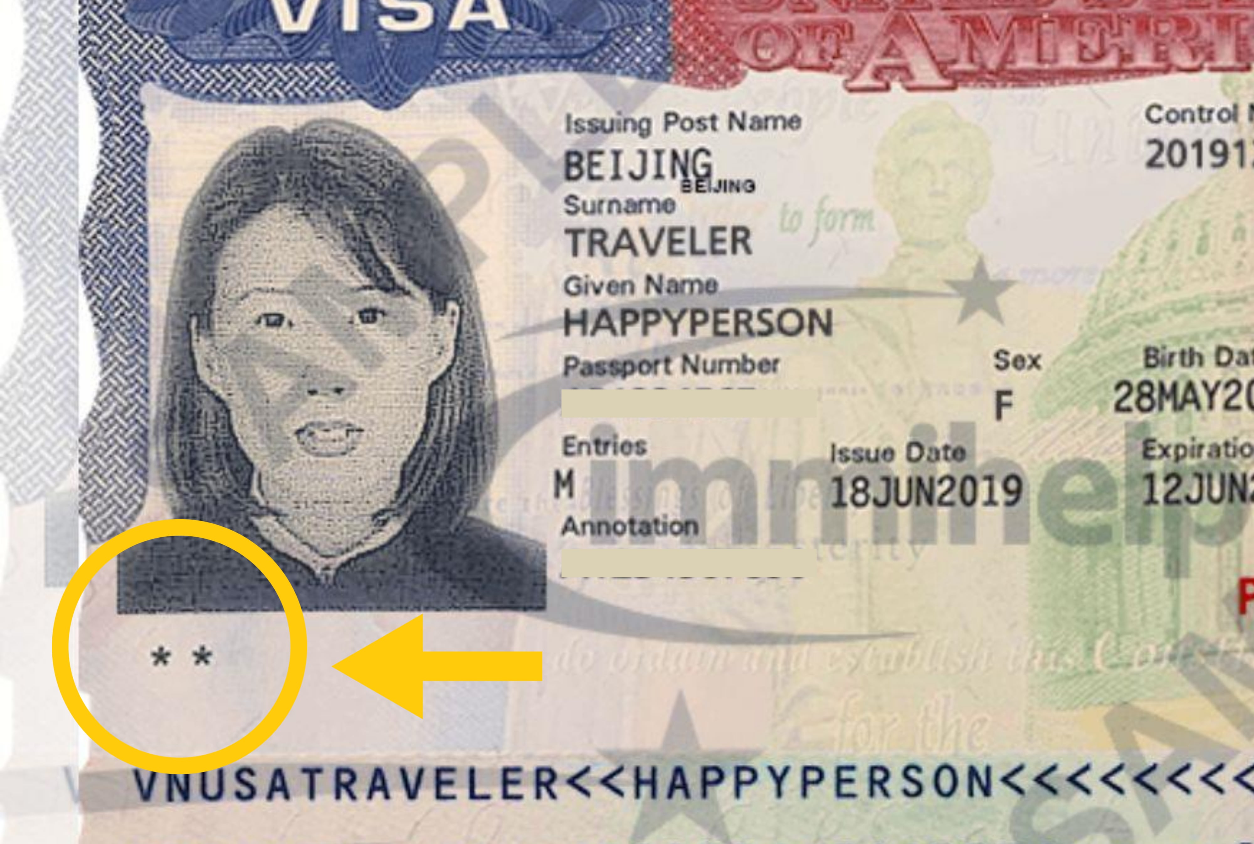 Foto: Visa de ejemplo (no usable), suministrada