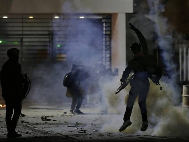 Dos personas resultaron heridas durante las manifestaciones de este jueves en Bogotá. Foto: Colprensa