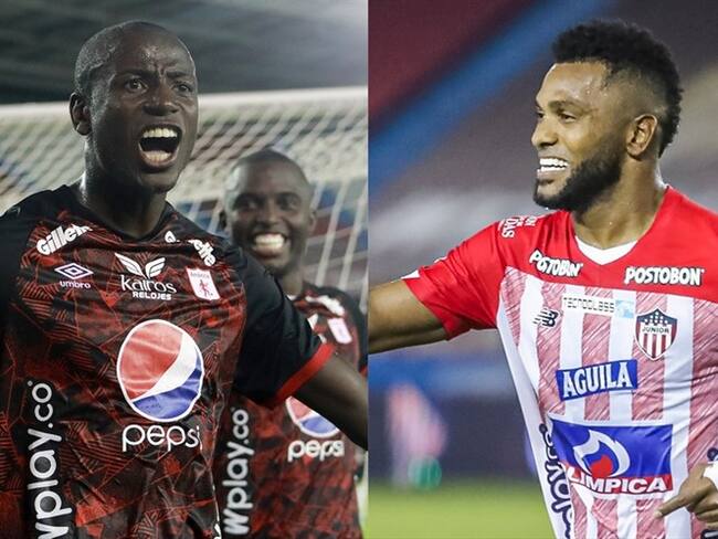 Adrián Ramos, delantero del América de Cali y Miguel Ángel Borja del Junior de Barranquilla. Foto: Colprensa - Cortesía Dimayor