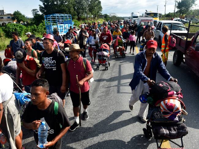 Migrantes rumbo a Norteamérica. (Photo by CLAUDIO CRUZ / AFP) (Photo by CLAUDIO CRUZ/AFP via Getty Images)