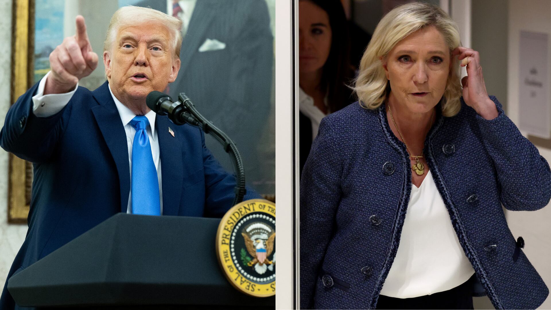 Donald Trump. FOTO:  SAUL LOEB/AFP via Getty Images -  Marine Le Pen. FOTO: Tom Nicholson/Getty Images.