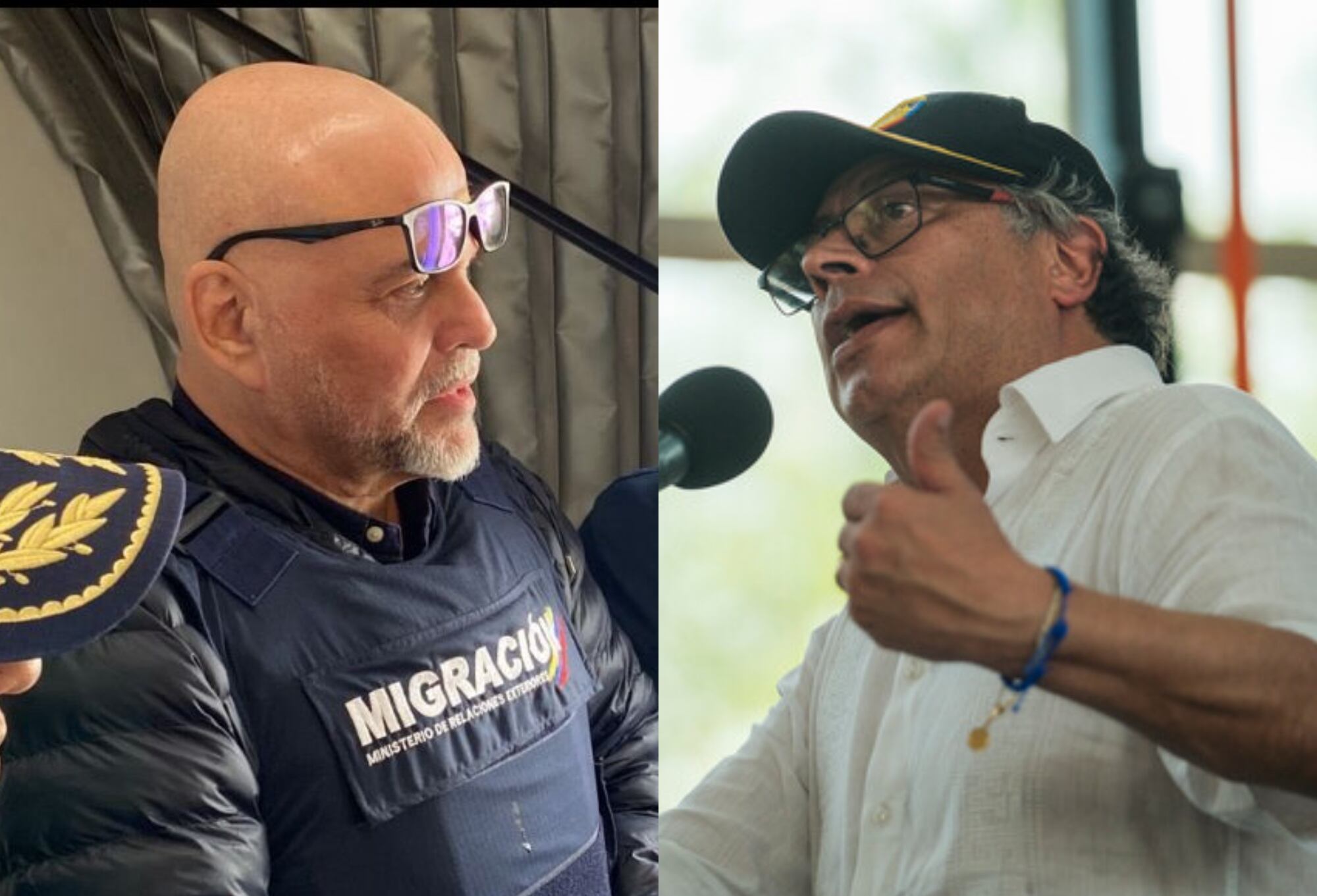 Salvatore Mancuso y Gustavo Petro. Foto: Migración Colombia / (Andrea Puentes - Presidencia).