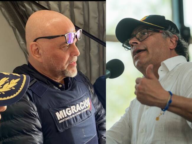 Salvatore Mancuso y Gustavo Petro. Foto: Migración Colombia / (Andrea Puentes - Presidencia).