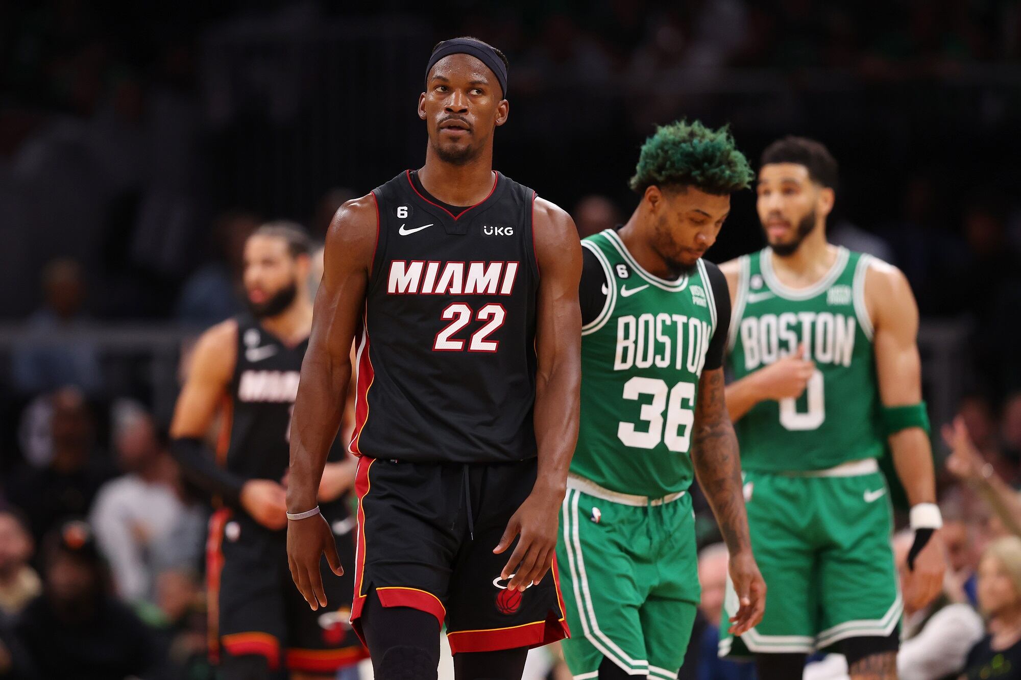 Miami Heat vs. Boston Celtics. (Photo by Maddie Meyer/Getty Images)