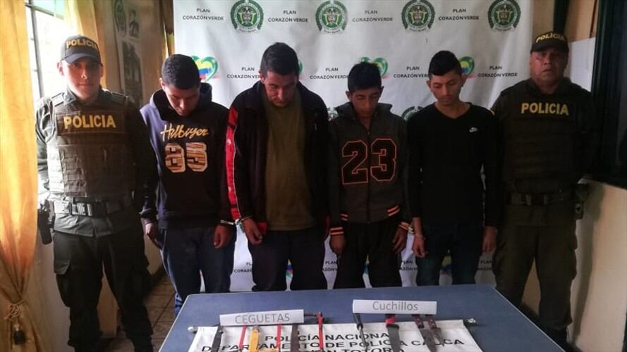 Fueron capturados cuatro sujetos por hurtar ganado en Totoró. Foto: Policía Nacional