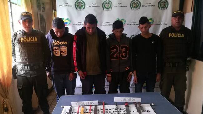 Fueron capturados cuatro sujetos por hurtar ganado en Totoró. Foto: Policía Nacional