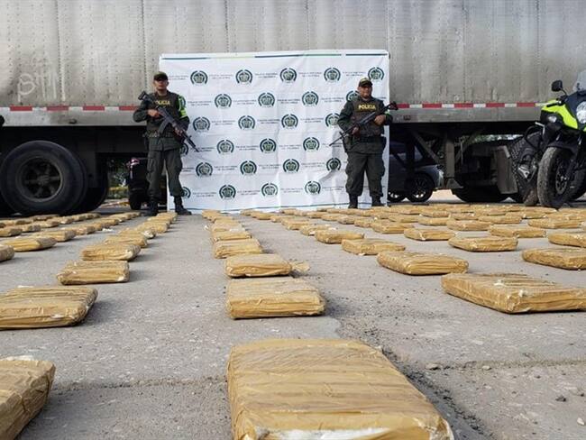 La droga estaría avaluada en 100 millones de pesos y tenía como destino la ciudad de Barranquilla.. Foto: Policía