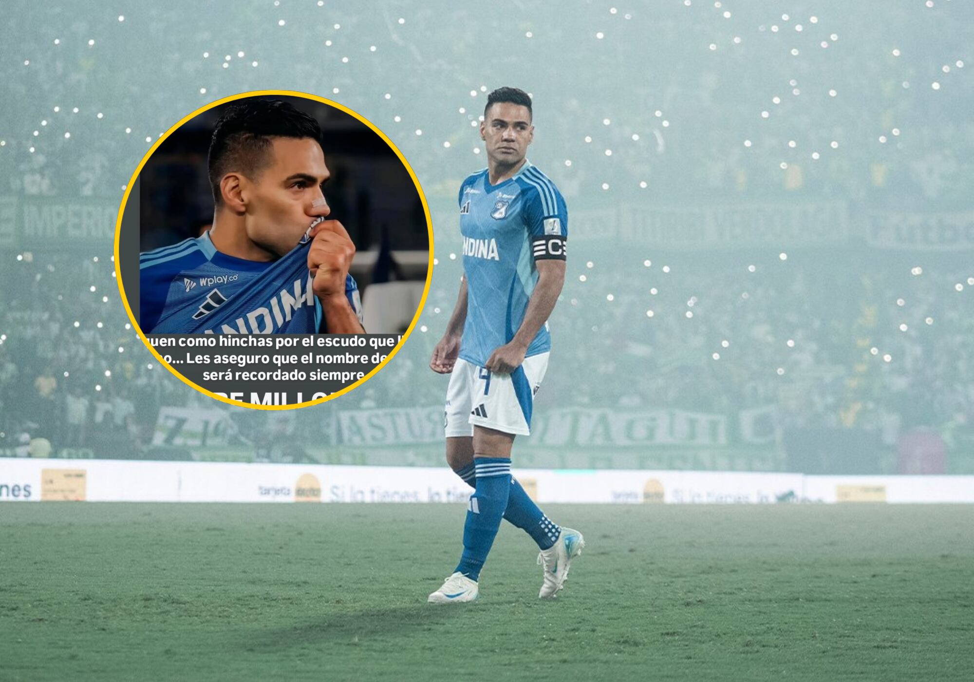 “Jueguen como hinchas”, el último pedido de Falcao a sus excompañeros tras su salida de Millonarios. Foto: Millonarios FC y Falcao.