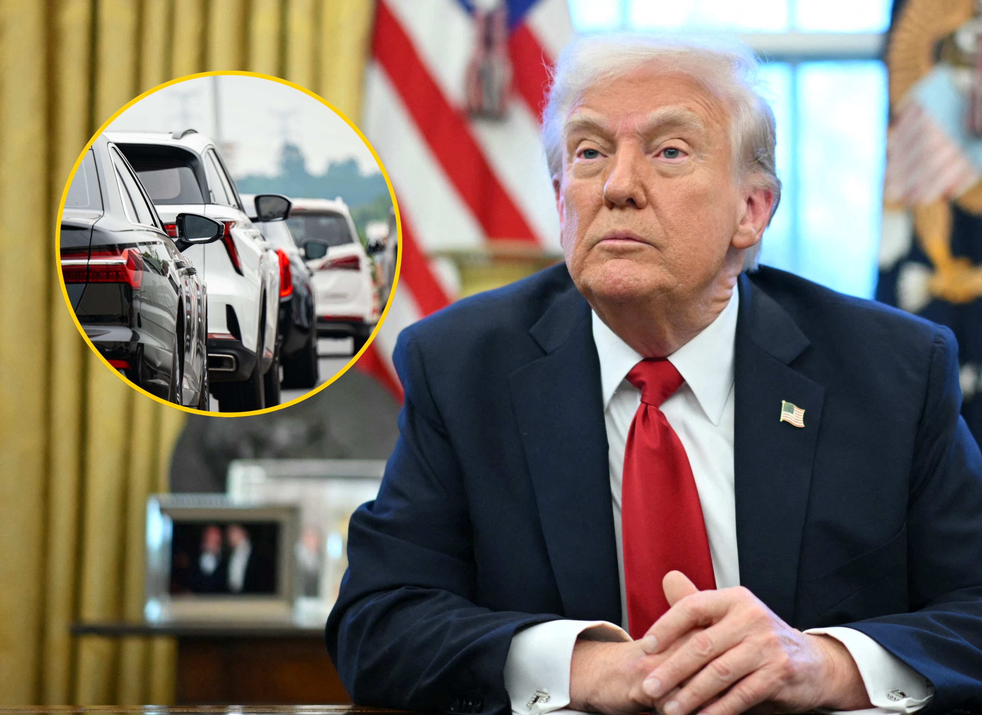 Presidente estadounidense Donald Trump anuncia tarifas arancelarias para autos importados. FOTO: MANDEL NGAN/AFP via Getty Images