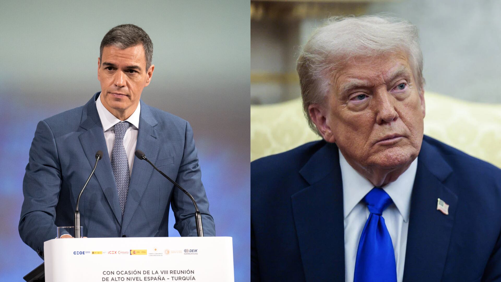 Pedro Sánchez FOTO: Diego Radames/Europa Press - Donald Trump, FOTO: Shawn Tew/Getty Images