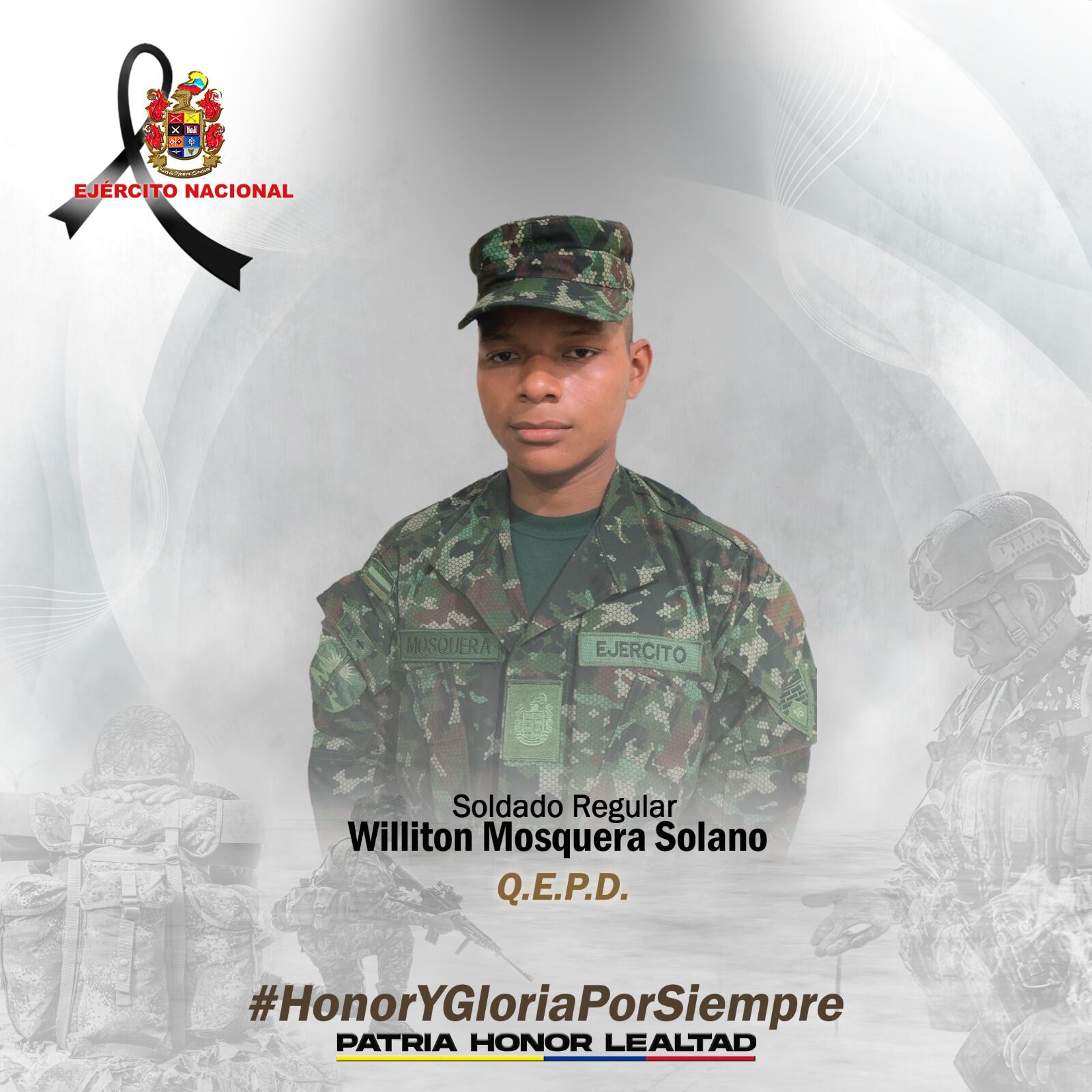 Soldado Willinton Mosquera Solano. Foto: Suministrada.