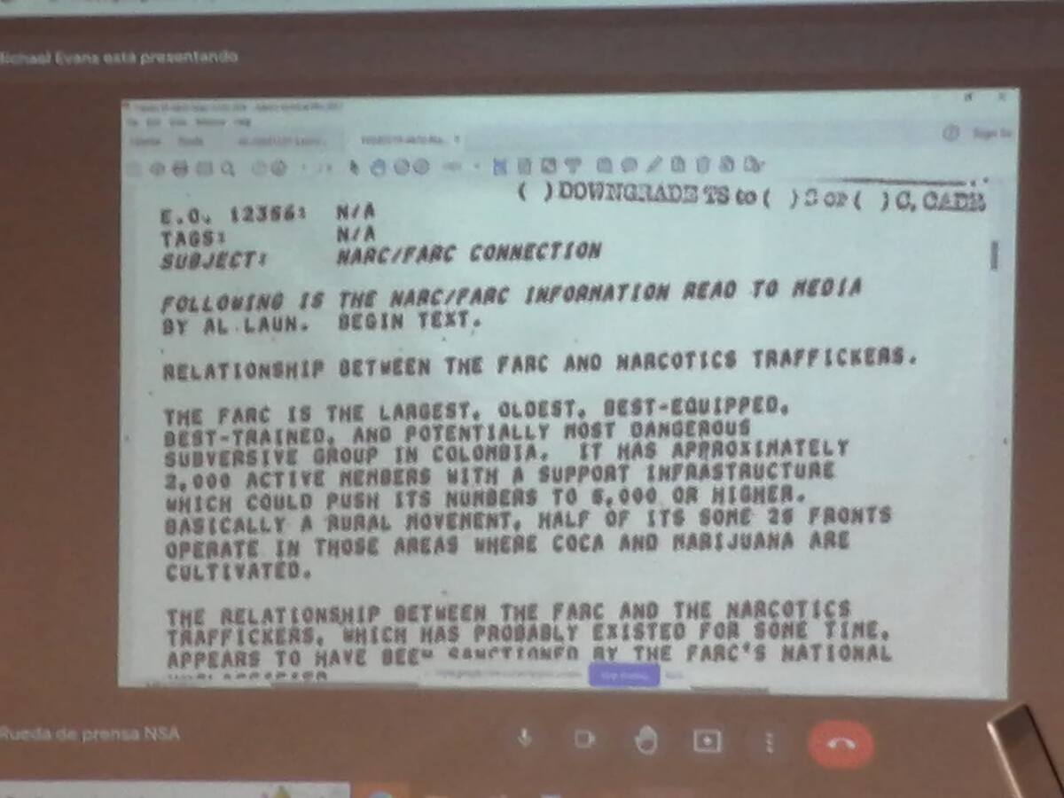 Comisión de la Verdad revela 15.000 documentos desclasificados de EE.UU.