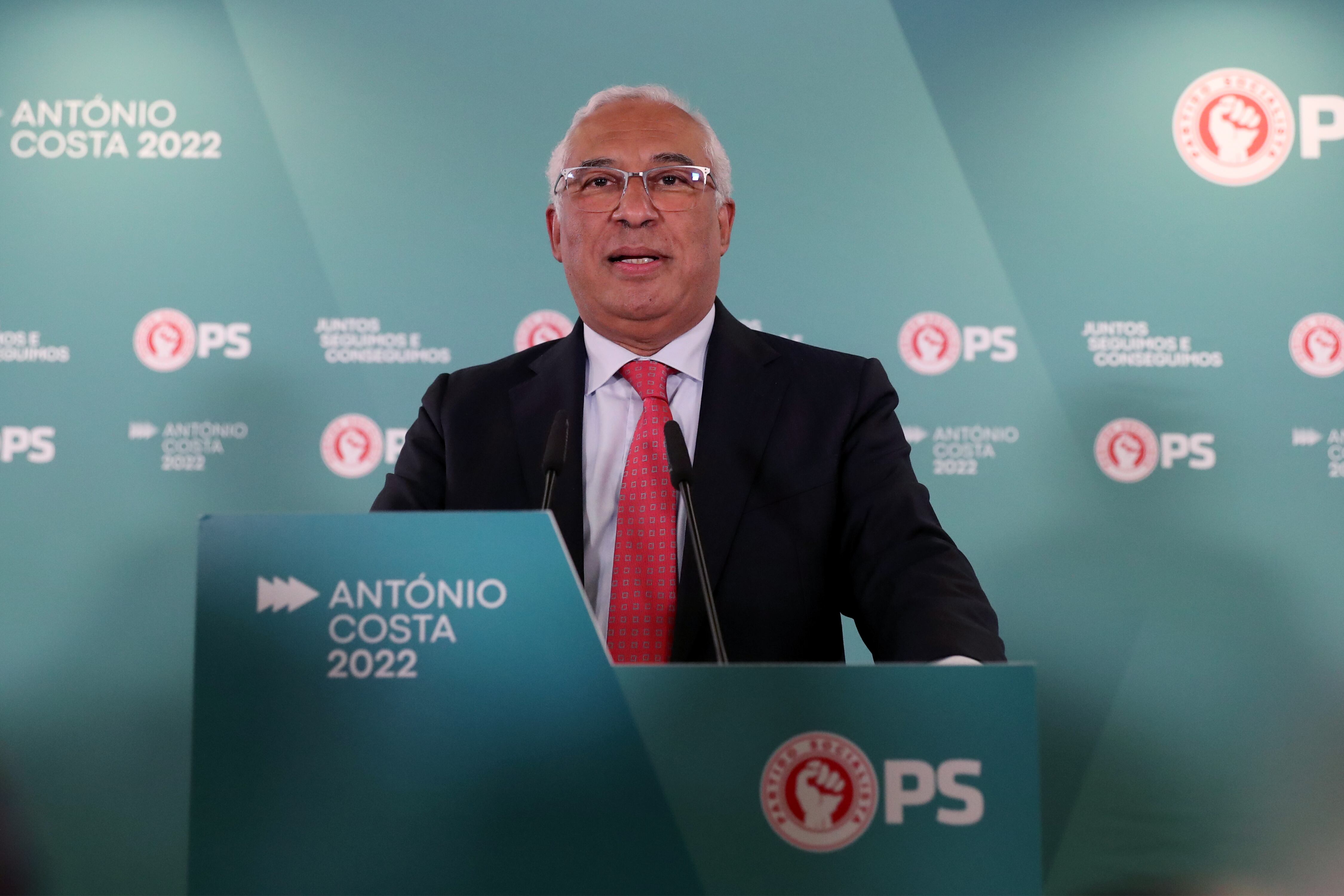 Portuguese incumbent Prime Minister and leader of the Socialist party (PS) Antonio Costa addresses the nation after winning the Portugal's General Election in Lisbon, Portugal, on January 30, 2022. (Photo by Pedro Fiúza/NurPhoto via Getty Images)
