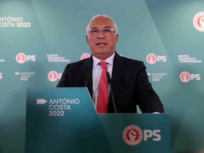 Portuguese incumbent Prime Minister and leader of the Socialist party (PS) Antonio Costa addresses the nation after winning the Portugal's General Election in Lisbon, Portugal, on January 30, 2022. (Photo by Pedro Fiúza/NurPhoto via Getty Images)