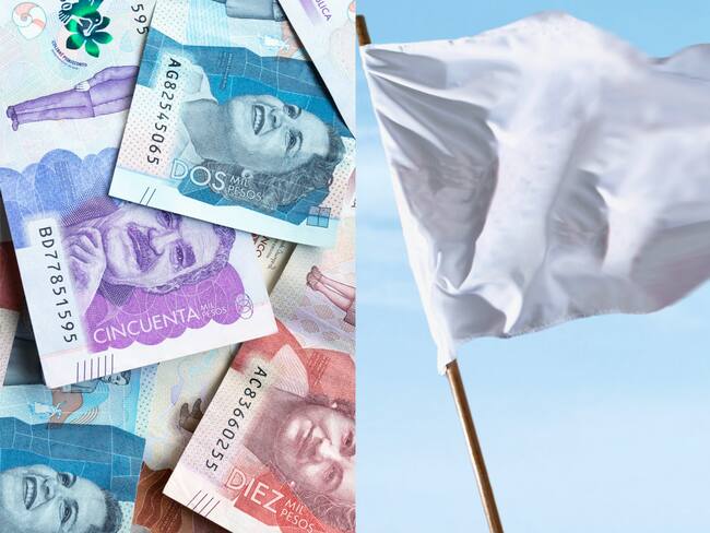 Imagen de referencia de dinero y bandera de paz. Fotos: Getty Images