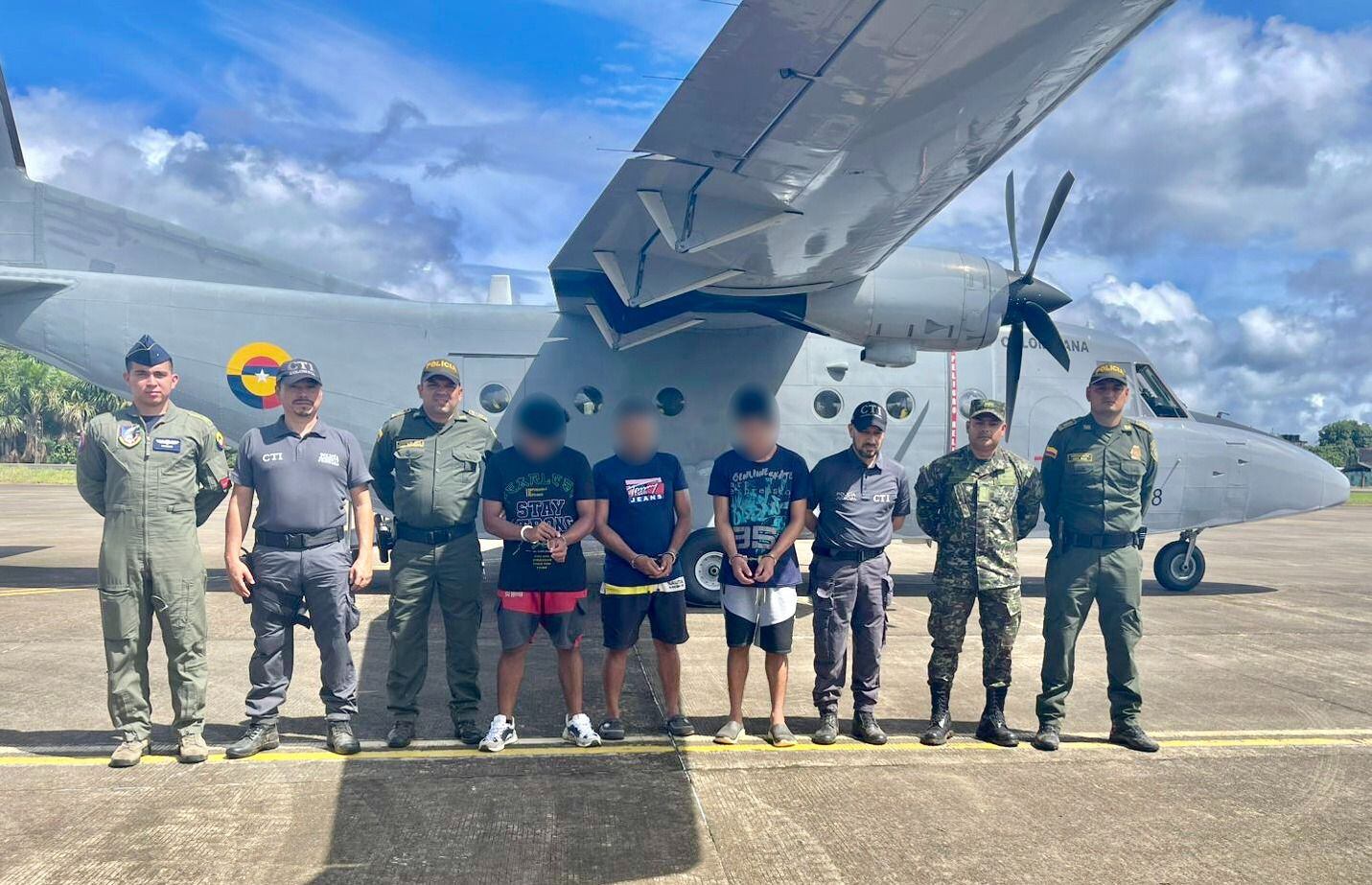Fueron capturados tres sujetos señalados de reclutamiento ilícito en Vaupés. Foto: suministrada.