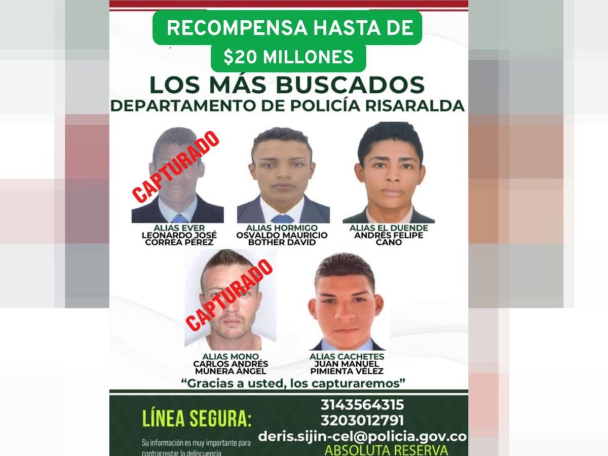Dos de los más buscados en Risaralda fueron capturados en 24 horas: serían del Clan del Golfo