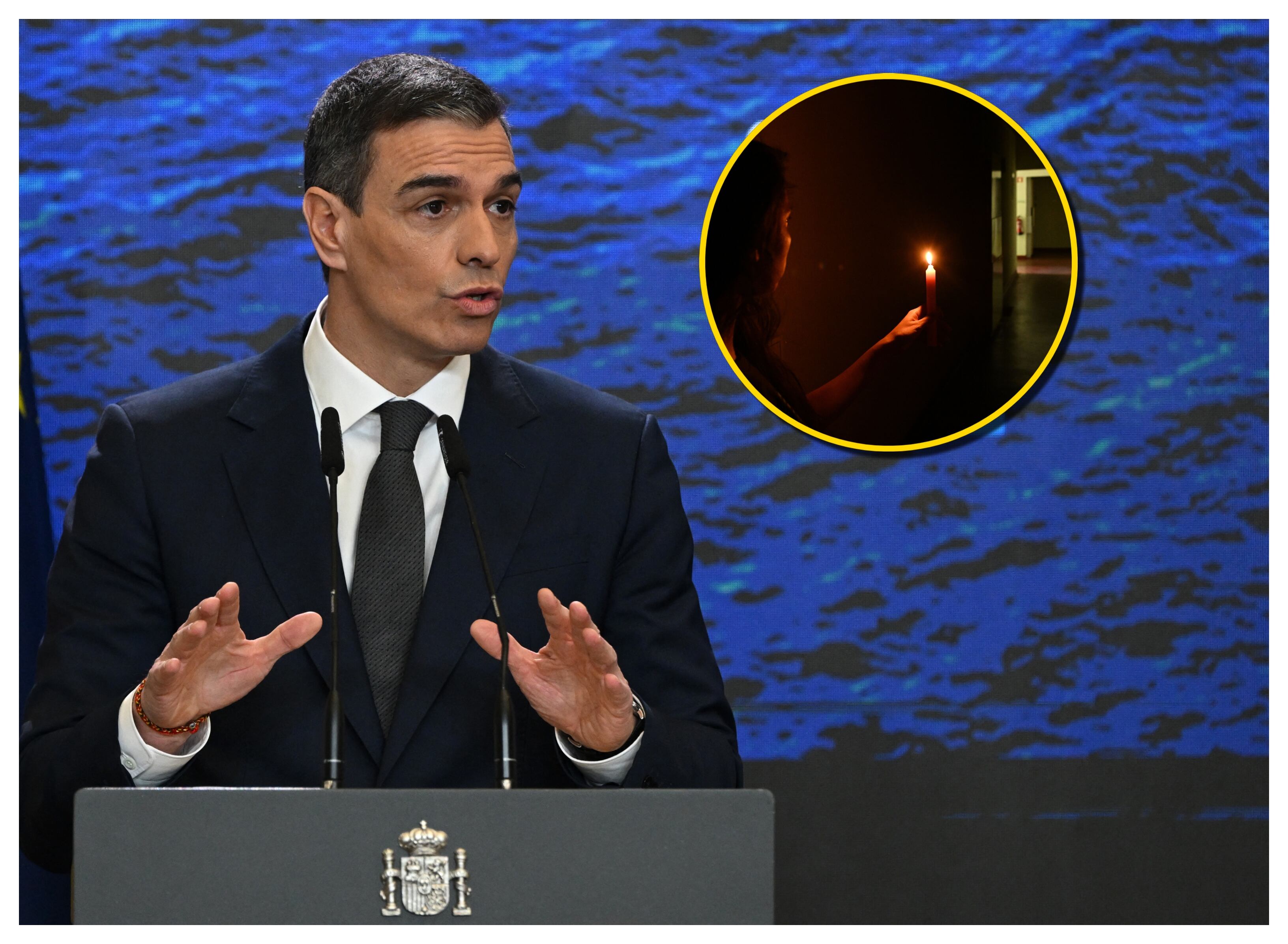 Pedro Sánchez y apagón. Foto: JAVIER SORIANO/AFP/ Stringer/Anadolu vía Getty Images.