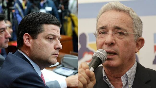 Agarrón entre Mauricio Gómez y Álvaro Uribe en el senado. Foto: Colprensa