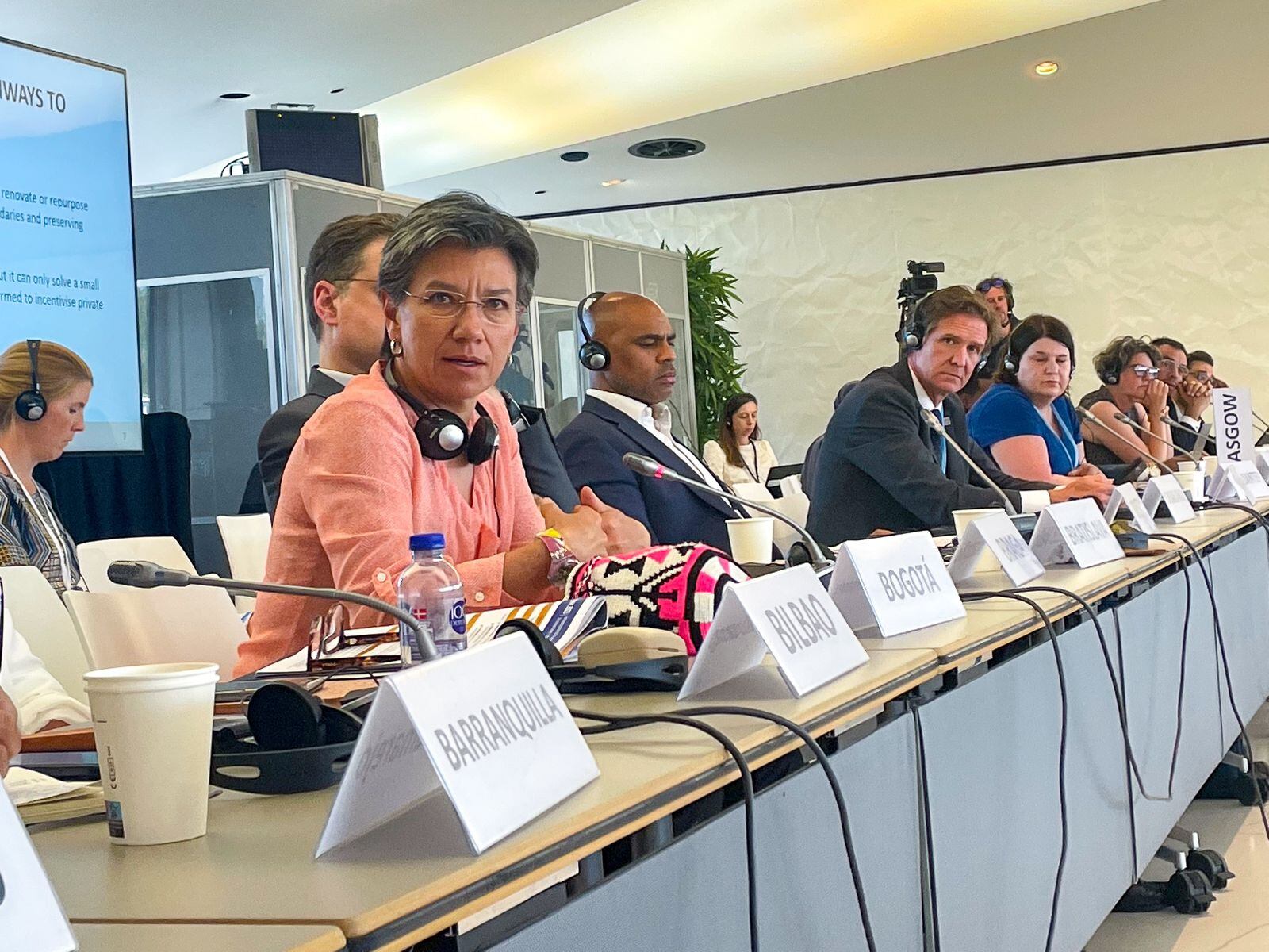 Claudia López en la Cumbre Urbana en Bruselas. Foto: Cortesía