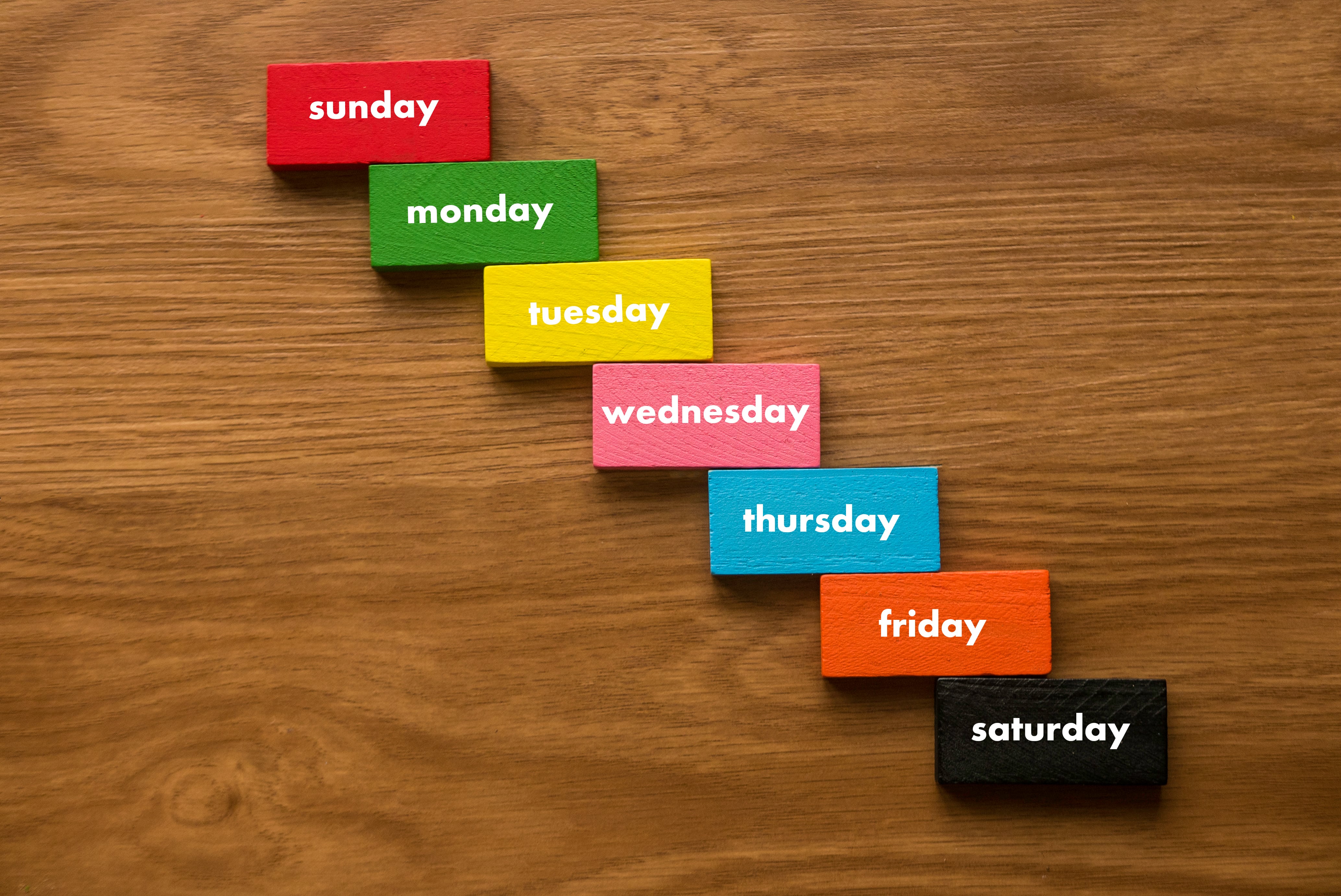 Días de la semana en ingles de Getty Images.