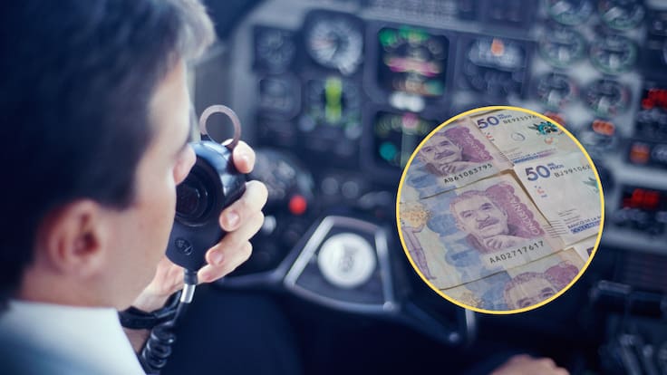 Piloto en avión / Billetes de 50.000 pesos colombianos (Getty Images)