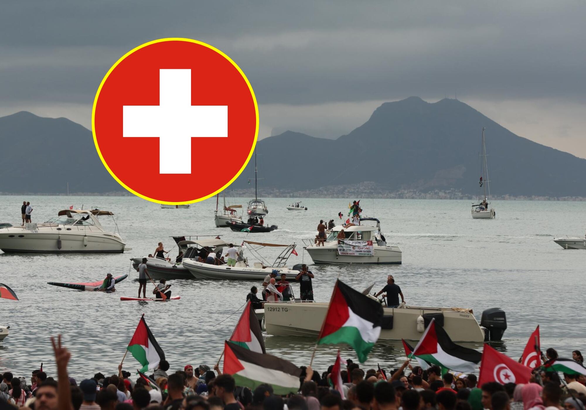 Miembros suizos de la Flotilla denuncian malos tratos durante su detención en Israel. Foto: EFE.