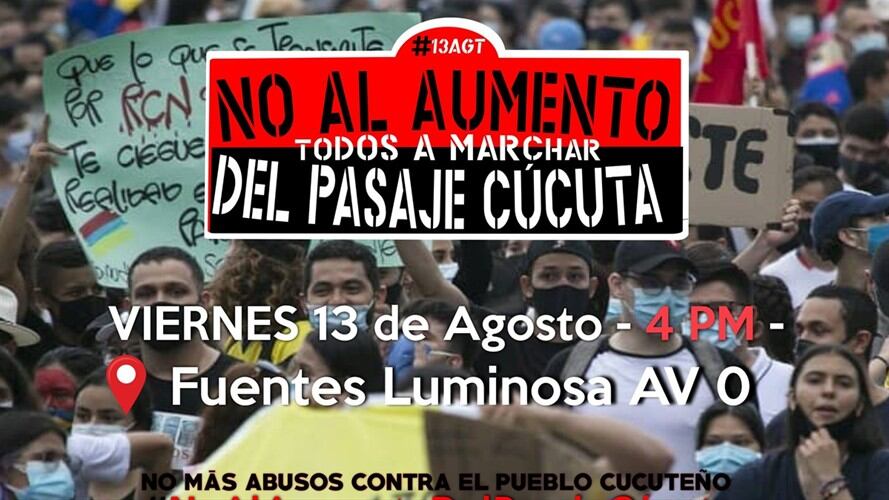 Cucuteños protestarán por el aumento del pasaje en el servicio público. Foto: Cortesía