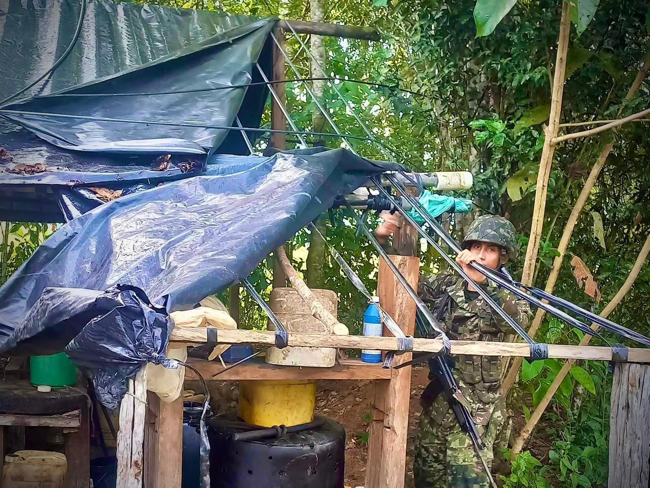 Ejército Nacional desmantela en el Meta dos laboratorios ilegales. Foto: suministrada.