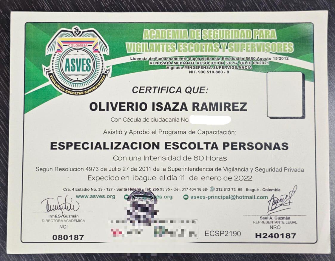 Empresa de seguridad y vigilancia. Foto: Cortesía a Laura Palomino.