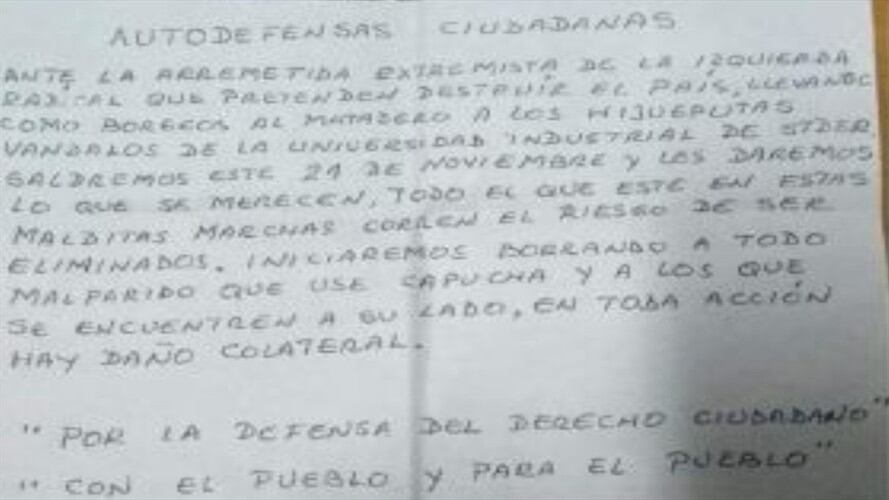 panfletos UIS. Foto: suministrada.