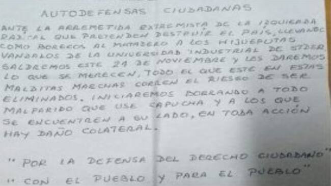 panfletos UIS. Foto: suministrada.