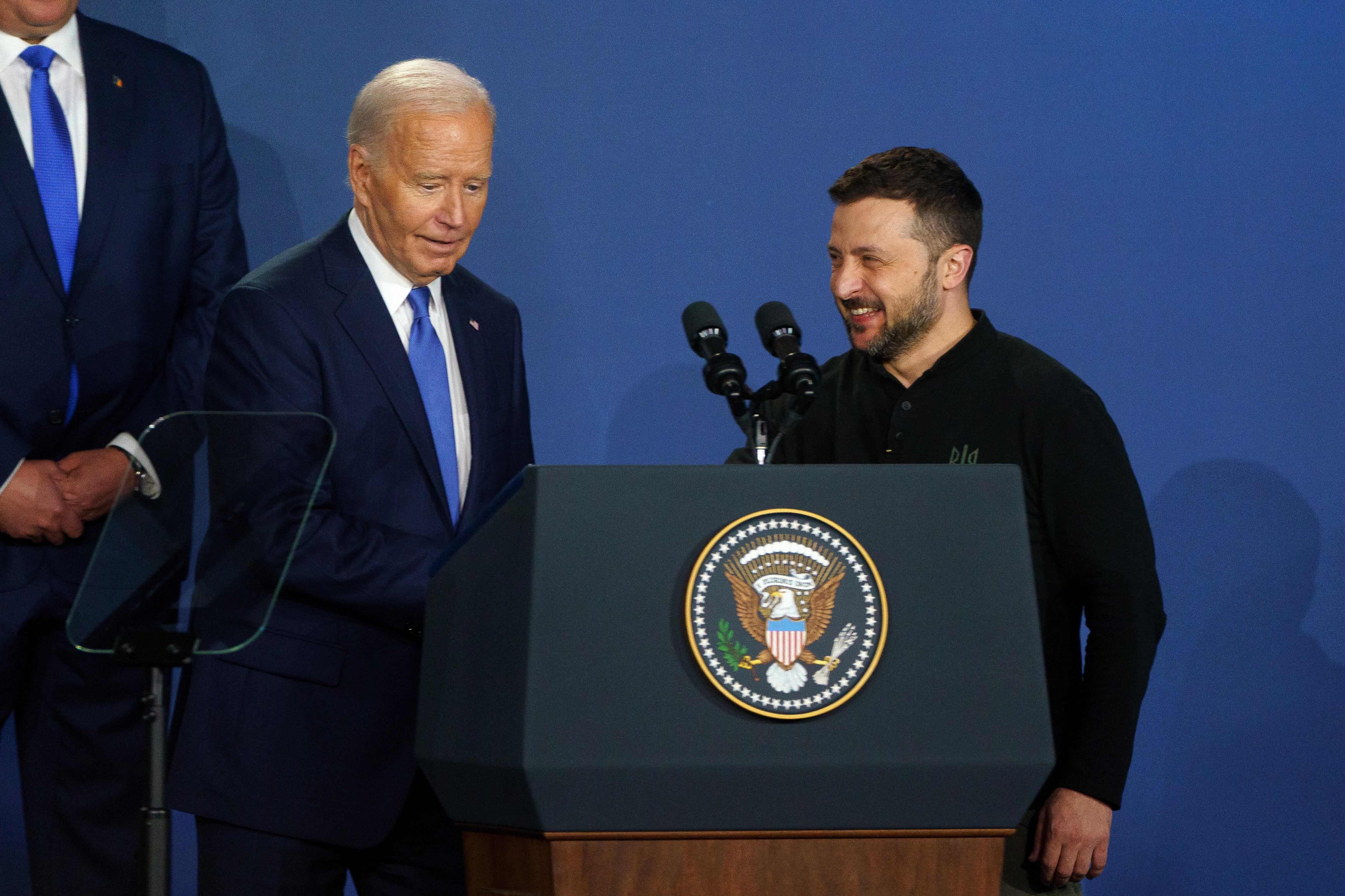 Joe Biden y Volodimir Zelenski. Foto: EFE/EPA/WILL OLIVER